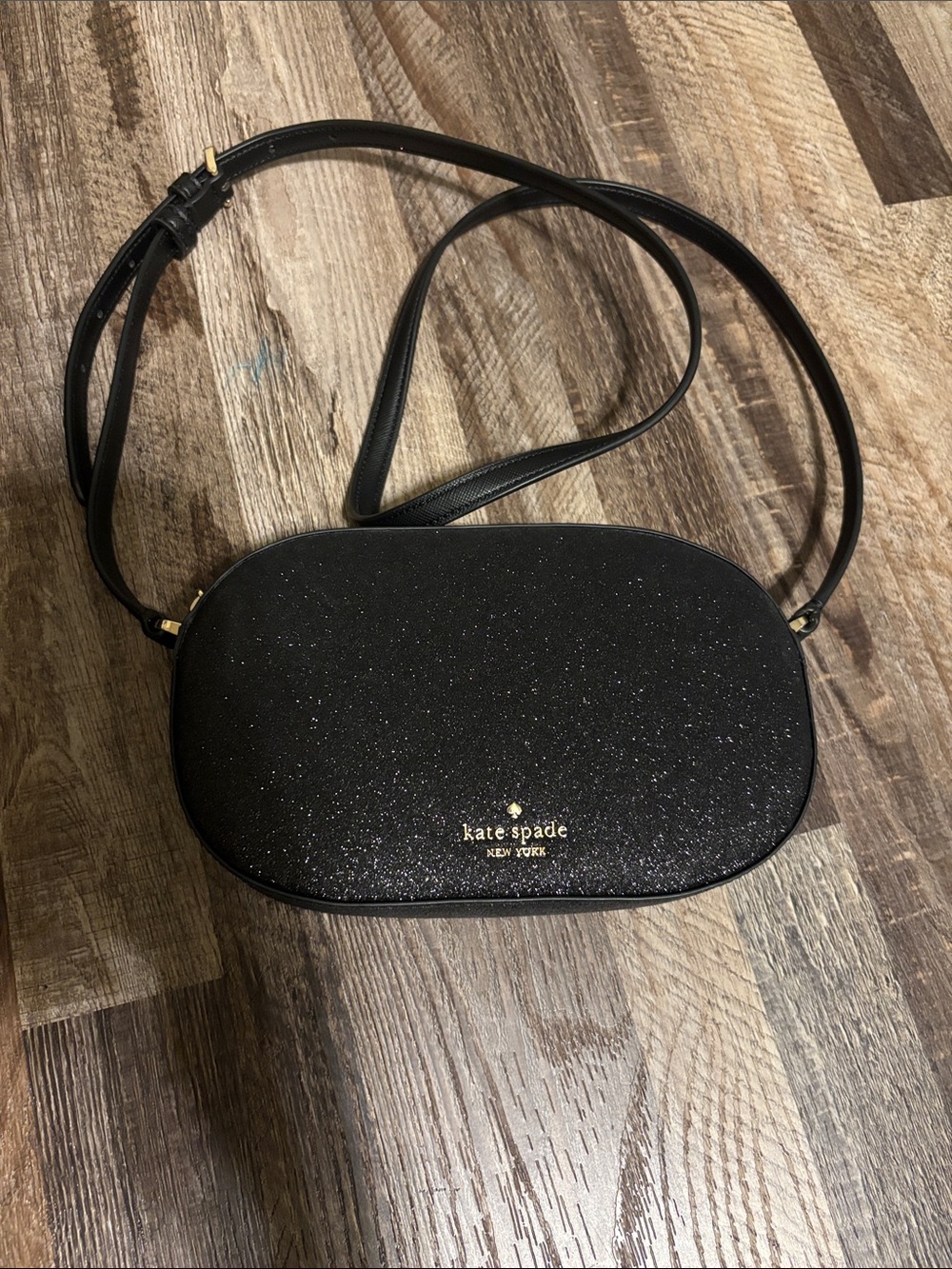 kate spade Black Glitter Oval Crossbody Bag